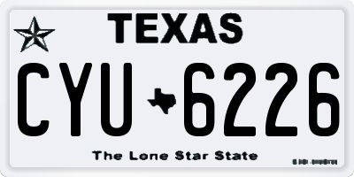 TX license plate CYU6226