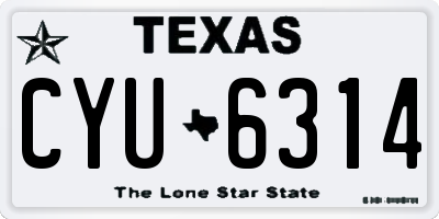 TX license plate CYU6314