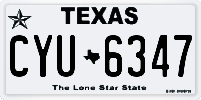TX license plate CYU6347