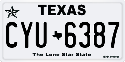 TX license plate CYU6387