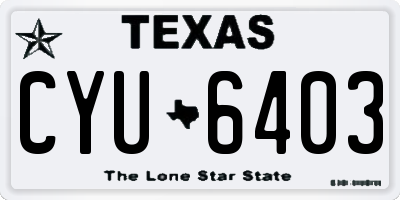 TX license plate CYU6403
