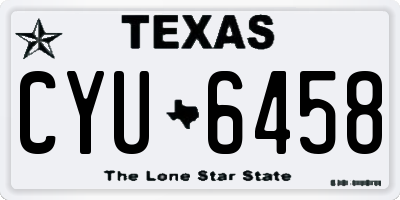 TX license plate CYU6458
