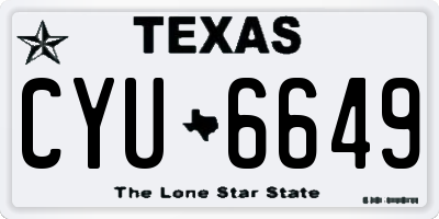 TX license plate CYU6649