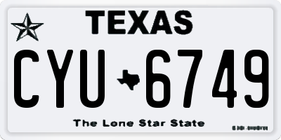 TX license plate CYU6749