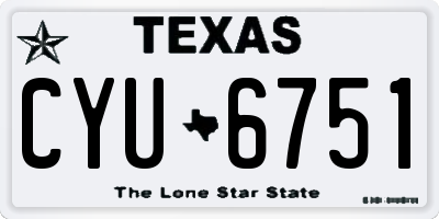 TX license plate CYU6751