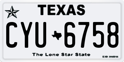TX license plate CYU6758