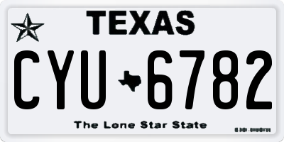 TX license plate CYU6782