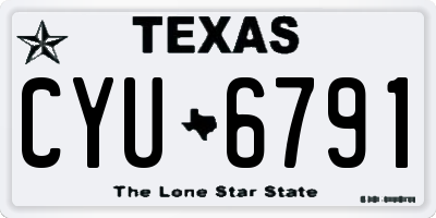 TX license plate CYU6791