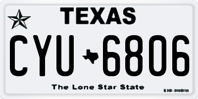 TX license plate CYU6806