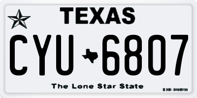 TX license plate CYU6807