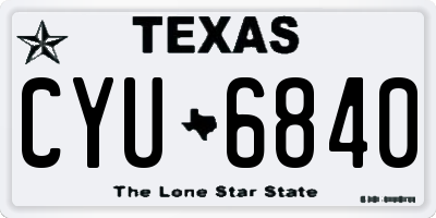 TX license plate CYU6840