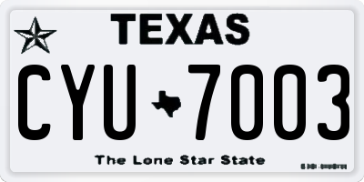 TX license plate CYU7003