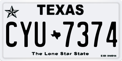 TX license plate CYU7374