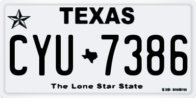 TX license plate CYU7386