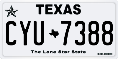 TX license plate CYU7388