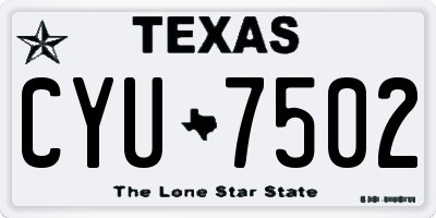 TX license plate CYU7502