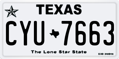 TX license plate CYU7663