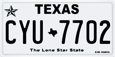 TX license plate CYU7702