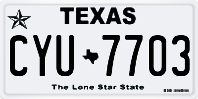 TX license plate CYU7703