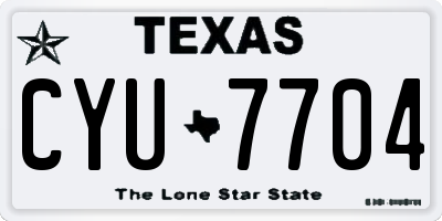 TX license plate CYU7704