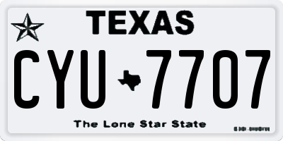 TX license plate CYU7707