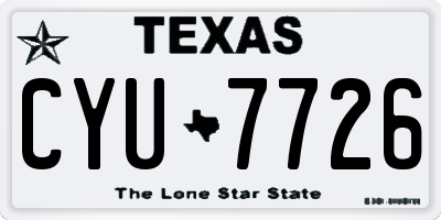 TX license plate CYU7726