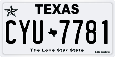 TX license plate CYU7781