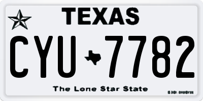 TX license plate CYU7782