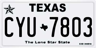 TX license plate CYU7803