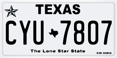 TX license plate CYU7807