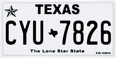 TX license plate CYU7826