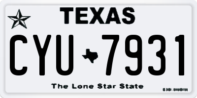TX license plate CYU7931