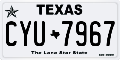 TX license plate CYU7967