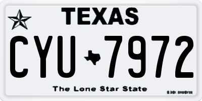 TX license plate CYU7972
