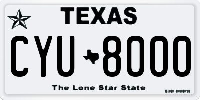 TX license plate CYU8000