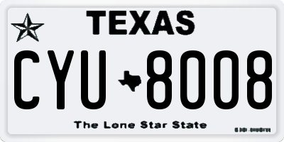 TX license plate CYU8008