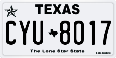 TX license plate CYU8017