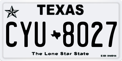 TX license plate CYU8027