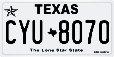 TX license plate CYU8070