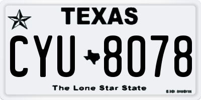 TX license plate CYU8078