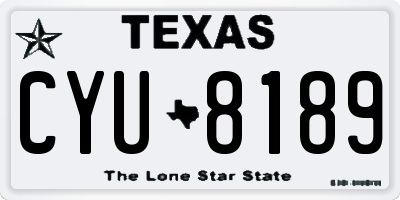 TX license plate CYU8189