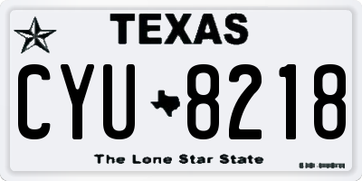 TX license plate CYU8218