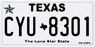 TX license plate CYU8301