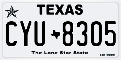 TX license plate CYU8305