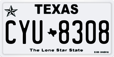 TX license plate CYU8308