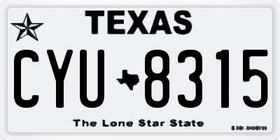 TX license plate CYU8315