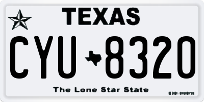 TX license plate CYU8320