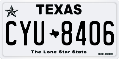 TX license plate CYU8406