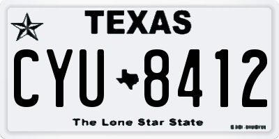 TX license plate CYU8412
