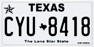 TX license plate CYU8418